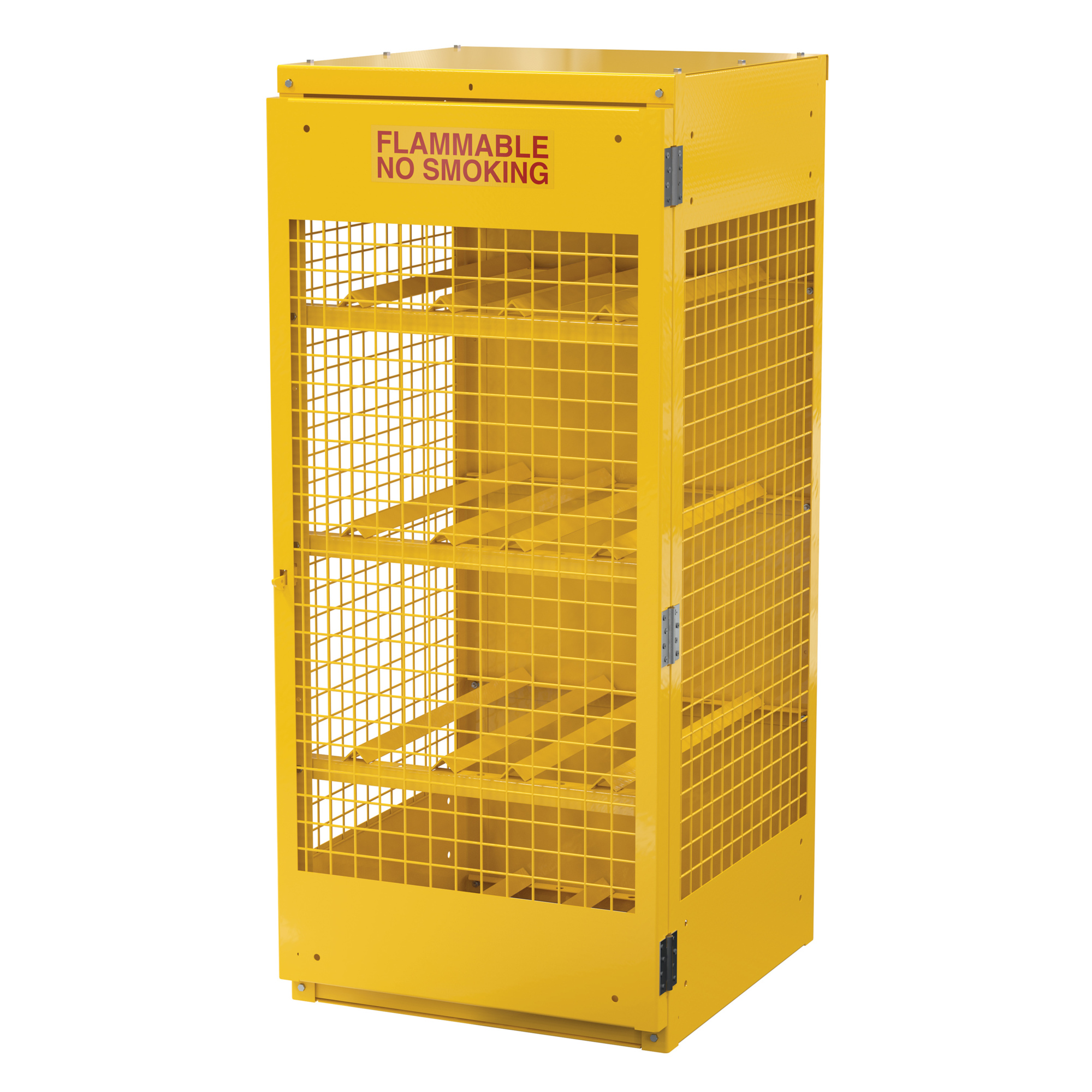 Vestil Horizontal Cylinder Cabinet - 8 Cylinder Capacity, 68.25in. Height, 30in. Width, Yellow, Lockable, Model# CYL-H-8-KD